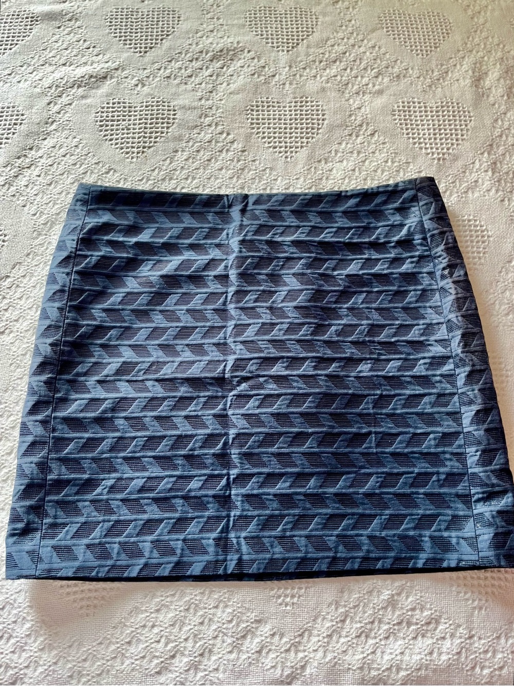 Sezane Navy Chevron Mini Skirt with back zip
